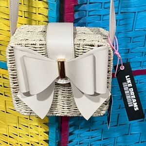 Elegant Cream Crossbody Bag with Bow by Like Dreams. Brand new wicker material